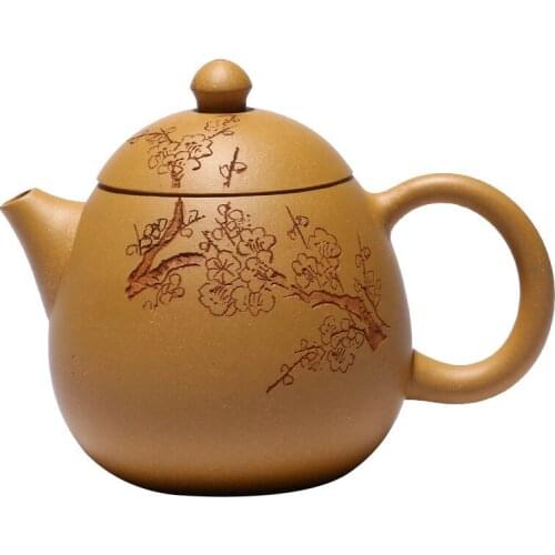 Hand Painted Plum Blossom Dragon Egg Pot Zisha Teapot Yixing Handmade Pot Kung-fu Teaware Purple Clay Drinkware For Puer Green