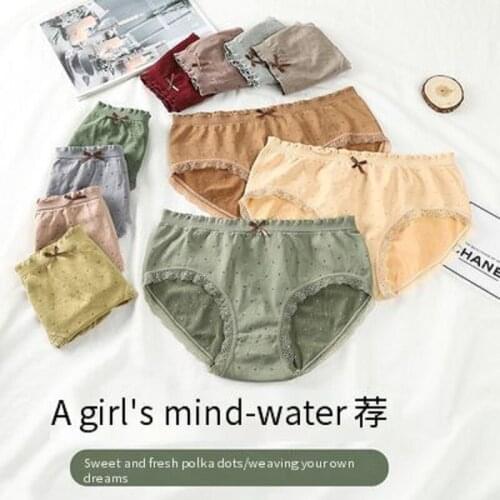 Sexy Lace Thin Women Panties Daisy Pattern Ladies Underwear Mid-waist Breathable Underpant Intimates Lingerie Female Briefs