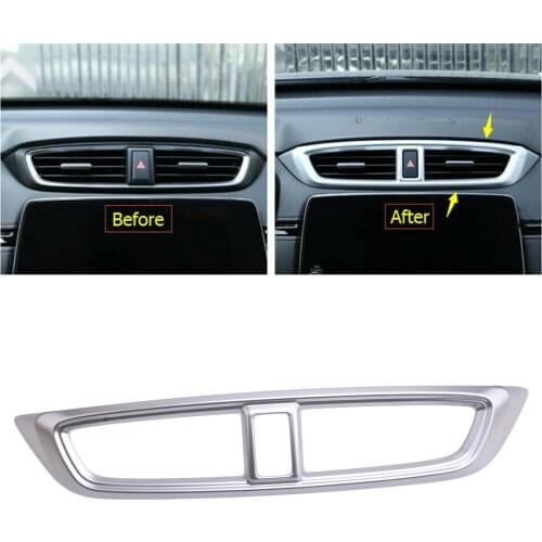 Silver Interior Front Middle Outlet Vent Cover Trim Frame Moulding ABS Fit for Honda CRV 2017 2018