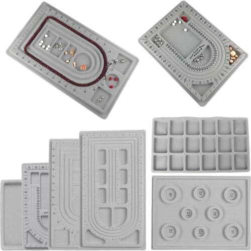 Gray Flocked Bead Board Bracelet Necklace Beading DIY Jewelry Making Organizer Tray Design DIY Design Craft Tool Accessories