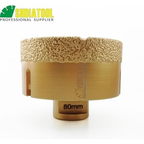 SHDIATOOL Diameter 80mm Vacuum Brazed Diamond Drilling Core Bits 15MM Diamond Height Granite Marble Ceramic Hole Saw Drillbit