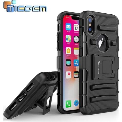TIEGEM Phone Case for iPhone X 10 5.8 inch Silicone Back Cover Cases with Stand Holder for iPhoneX Phone Bags & Cases