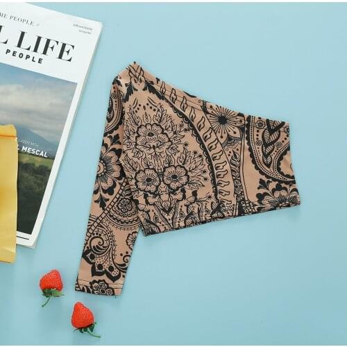 2021 New Child Girls One Shoulder Crop Top Fashion Totem Flower Print Kids Autumn Slim Streetwear Blouses 3-8Y