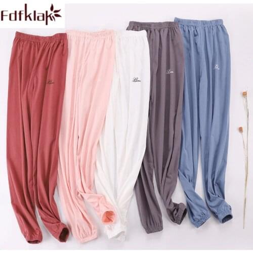 Fdfklak Cotton pajama pants for women spring autumn sleeping pant lounge wear trouser home pants loose large size pijama pant