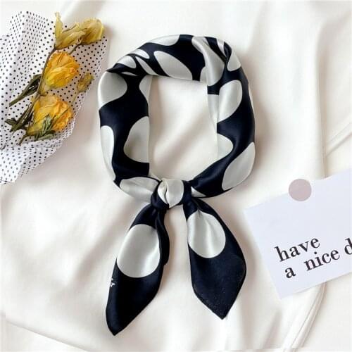 2021 Women Scarf High Quality Real Silk Hair Scarves Female Neck Cover Dot Print Bandana Lady Small Square Neckerchief Tie New