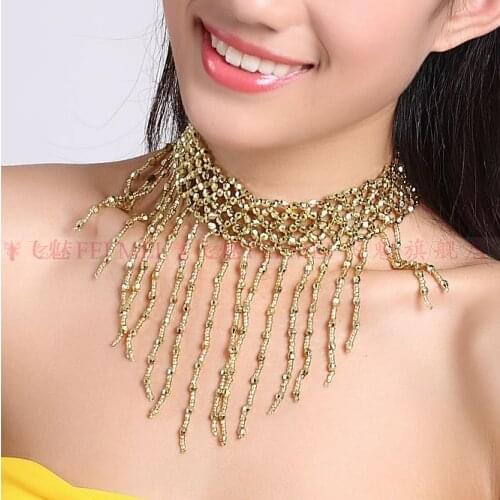 Womens Belly dance tassel necklace Belly dancing accessories jewelry necklace Dance neck chain for sale
