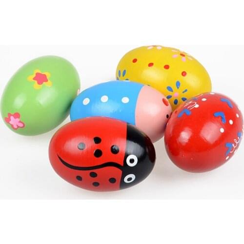 1Pcs Hot Sale Wooden Sand Eggs Egg Instruments Percussion Musical Educational Toys for Children Babies Children Colors Random
