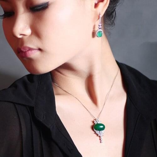 100% Natural Emerald Green Pendant for Women Silver S925 Jade Necklace Pendant Bizuteria Pierscionki Gemstone Naszyjnik Jewelry
