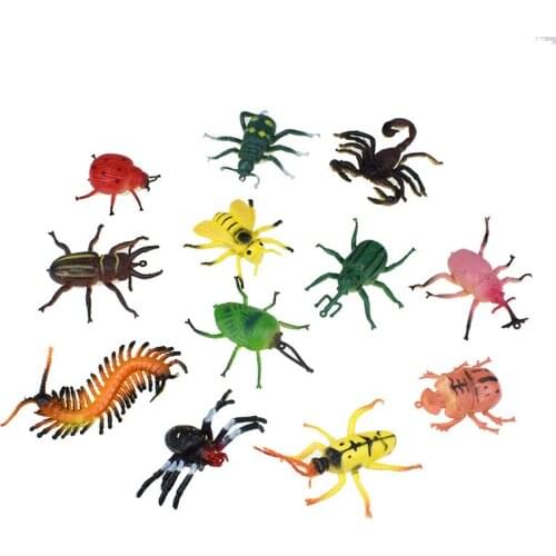 12pcs Simulation Insects Spider Scorpion Beetle Bee centipede Cricket Toys Insects Model for Halloween Novelty Gag Toys