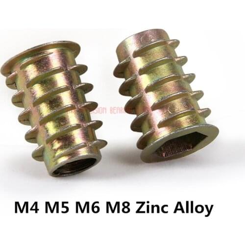2019 Decor Wood Furniture 50pcs M4 M5 M6 M8 Zinc Alloy Thread For Wood Insert Nut Flanged Hex Drive Head Furniture Nuts Hw058