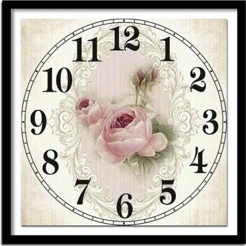 5D Diamond Painting flowers Clock Diamond Cross Stitch square Diamond Sets Unfinished Decorative Diamond Embroidery ASF076