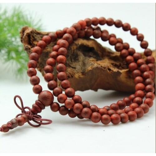 6mm Tibetan Buddhism 108 Lobular red sandalwood beads Mala Necklace