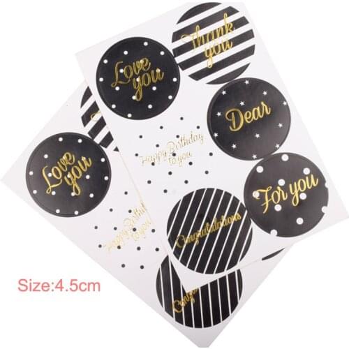 60pcs/lot Simple Classic Blessing words Gilding style Adhesive Baking Seal Sticker For Party Favor Gift Bag Candy Box Decor