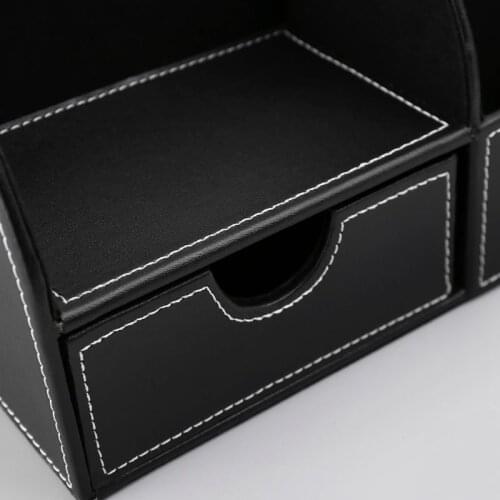 7 Storage Compartments Multifunctional Leather Office Desktop Organizer Business Card Pen Pencil Mobile Phone Holder Dropship