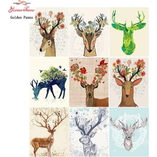 Golden panno,5D,diy diamond embroidery,Full,square,Diamond Painting,Cross Stitch,3D,diamond,Mosaic,chhristmas,many deer 1009