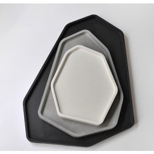 Concrete tray silicone Mold irregular shape cement flowerpot tray mold plaster handicraft mold