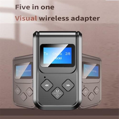 Bluetooth Adapter LED Screen Wireless Audio Bluetooth 5.0 Transmitter Receiver for PC TV Auto 3.5mm AUX Music Bluetooth Receiver