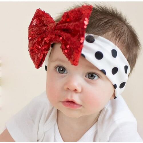 Baby Sequin bows Headband Dot Headbands Baby girls Sparkling Bow Knot Hairband Headwrap Children Newborn Shinning Head Turban