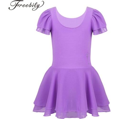 Kids Girls Ballet Tutu Dance Dress Gymnastics Leotard Skirt Ballet Dress for Girls Dancewear Practice Clothes Childrens Clothing