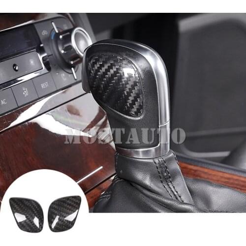 For VW Touareg Tiguan Sharan Passat Carbon Fiber Console Gear Shift Knob Cover 2pcs Car Accessories Interior Car Decor Car Trim