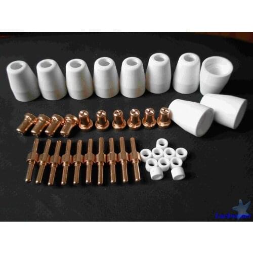 40pcs Extended Long Plasma Cutter Consumables Tips Electrodes for CUT40D CUT50D PT-31 LG40 Torch Gun 40amp