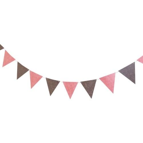 4M 12 Flags 8M 18 Flags Grey and Pink Pennants Childrens Party Banner New Flags Birthday Party Pennants Decoration Supplies
