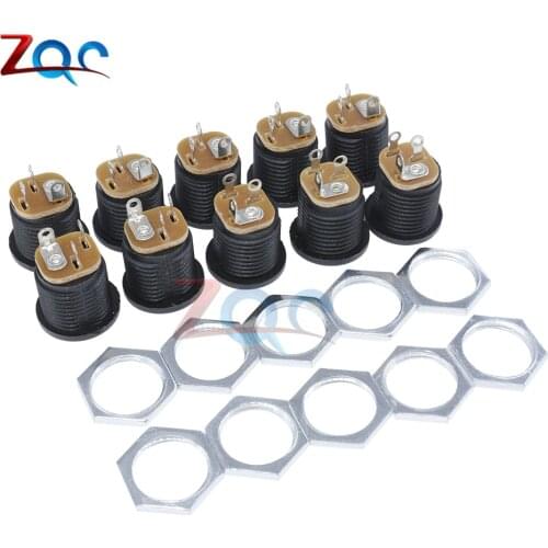 10Pcs DC-022 5.5-2.1 / 5.5 x 2.1mm DC Power Socket/ DC Connector Panel Mounting DC022