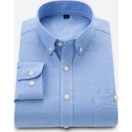 Cotton Non-iron Long-sleeved Oxford Long-sleeved Shirt Spring Autumn Business Casual Mens Professional Formal Wear White Shirt