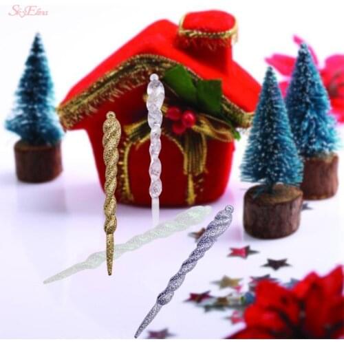 Simulation Ice Xmas Tree Hanging Christmas Fake Icicle Prop Ornaments For Winter Frozen Party New Year Decorations 5z
