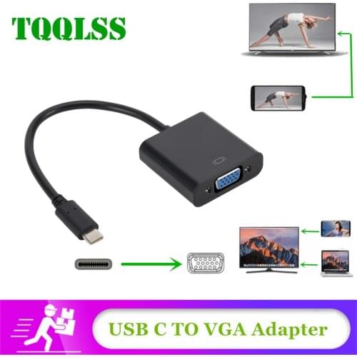 TQQLSS Type C to Female VGA Adapter Cable Hot Sales USB C USB 3.1 to VGA Adapter for Notebook USB C TO VGA Converter