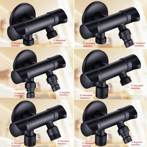 Brass Black One Into Two Out Dual-purpose Angle Valve Water Separator Dual-use Washing Machine Faucet Three-way Angle Valve