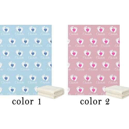 LVYZIHO Personalized Name Feet Heart Baby Blanket - 30x40 / 48x60 / 60x80 Inches - Flannel Fleece Blanket