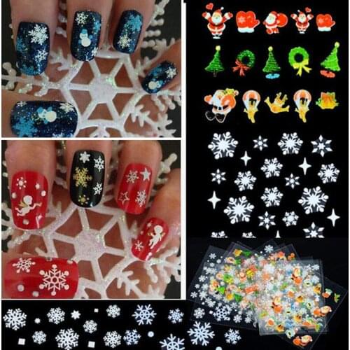 12 sheets 3D Nail Art Stickers Tips Decal Christmas Flower Tip Decoration Nail Art Transfer Sticker