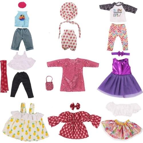 New Doll Skirsts/Suits For 18 Inch American & 43Cm Baby New Born Doll Cute Cartoon Printing For Our generation Doll Daily Life