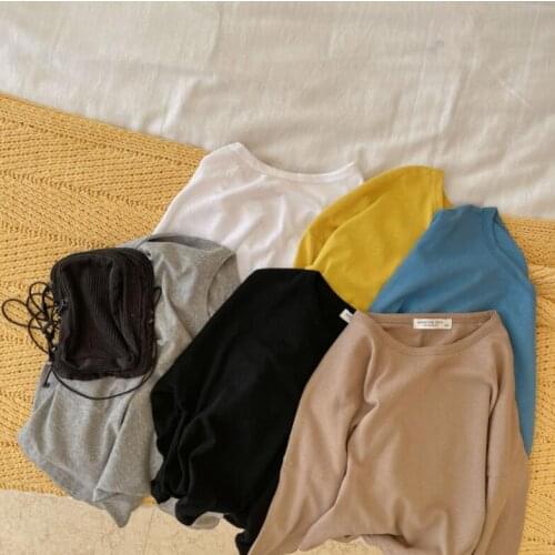 2021 new arrival girls boys autumn full sleeve casual cotton kids t-shirt