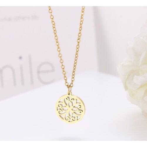 CACANA Stainless Steel Necklace For Women Man Lovers Exquisite Hollow Pattern Gold Necklaces Engagement Jewelry Gift