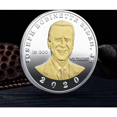2020 US Presidential Election Biden Two-color Three-dimensional Relief Commemorative Coin Metal Badge Gold Coin Challenge Coin