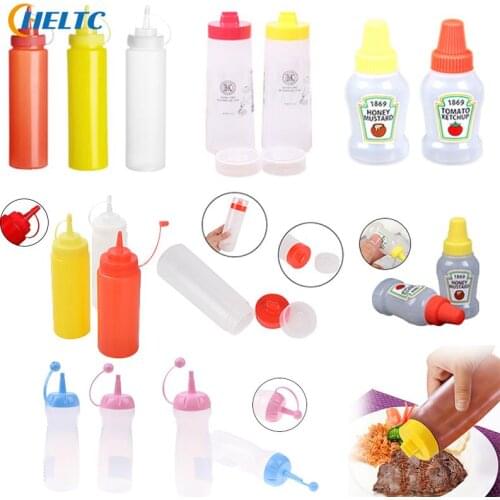 300-340ml Sauce Vinegar Oil Ketchup Gravy Cruet Kitchen Accessories Gravy Boat Plastic Condiment Dispenser 8oz Squeeze Bottle