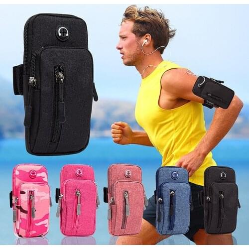 Simple Style Men Women Armband Bags for Phone Money Keys Outdoor Sports Arm Package Bag with Headset Hole Running Arm Band