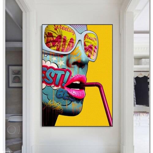 Sexy Girl Abstract Posters Cartoon Dazzle Color Girl Nordic Style Canvas Painting Wall Art for Living Room Figure Painting