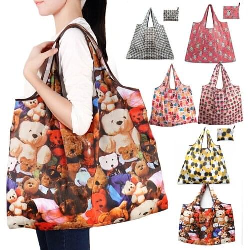 Foldable Eco Shopping Bag Women Cartoon Trend Portable Reusable Grocery Storage Bag Tote Environmental Protection Shopping Bags