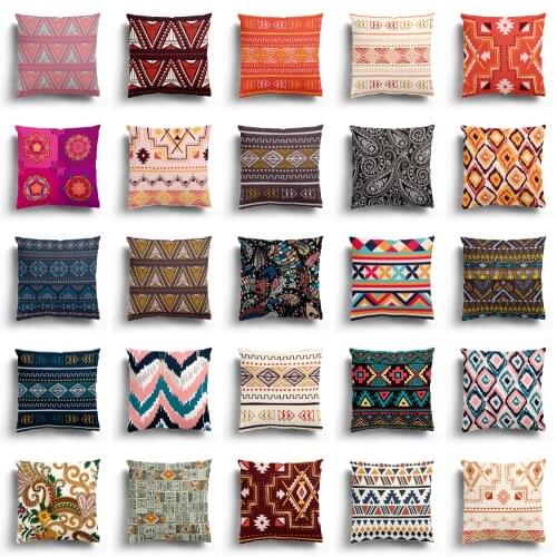 Modern national wind short plush pillowcase car sofa waist toss cushion cover home pillowcase 40/45/50/60cm meditation cushion