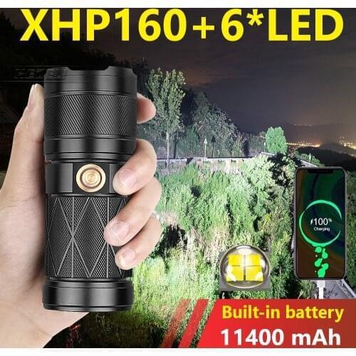 Super Long Shot1500M XHP160 11400 mAh Built-in Battery Led Flashlight Rechargeable USB Tactical Flashlight High Power Zoom Torch