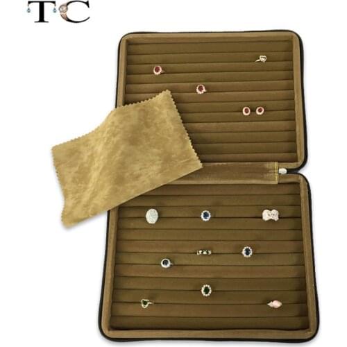Large Capacity Rings Storage Case Leather Velvet Jewelry Box Earring Organizer Business Jewelry Packaging