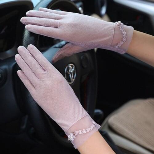 Womens Breathable Touch Screen Sun Protection Elastic Lace Gloves Summer Driving Cycling Outdoor