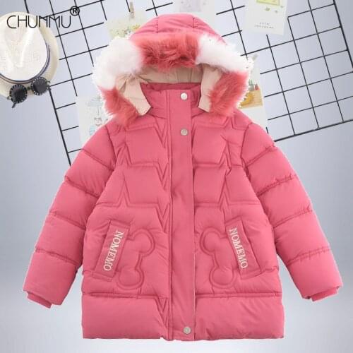 Winter Kids Jackets For Girls Coats Warm Thicken Plus Cotton Mid-long Jacket Fashion Girls Hooded Outerwear Children Clothes