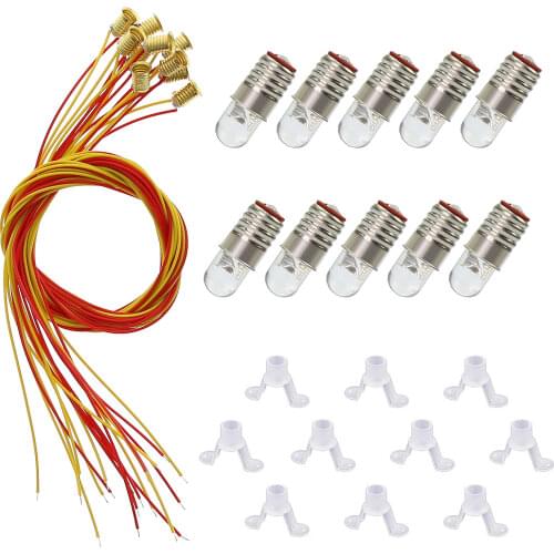 10 pieces Warm White/Bright White 4.5mm Screw Bulb E5 E5.5 Leds with/without Stand Base 12V-14V E505WM