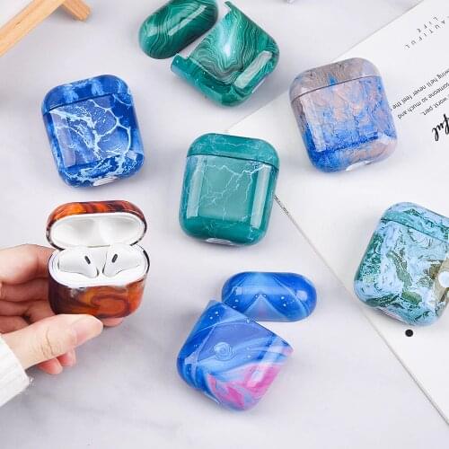 Luxury Marble Pattern Case funda For Airpods 1 2 Earphone Case For Apple Airpods Airpod Hard PC Charging Box Shell Capa Bags