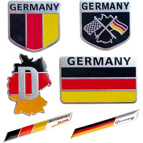 1X 3D Metal Germany German Flag Badge Emblem Deutsch Car Sticker Decal Grille Bumper Window Body Decoration for Benz VW Audi