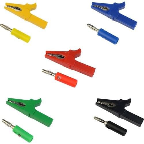 2pcs 55MM Alligator clip + BANANA PLUG, test probe with 4mm Banana Plug Cable Clips 5 colors